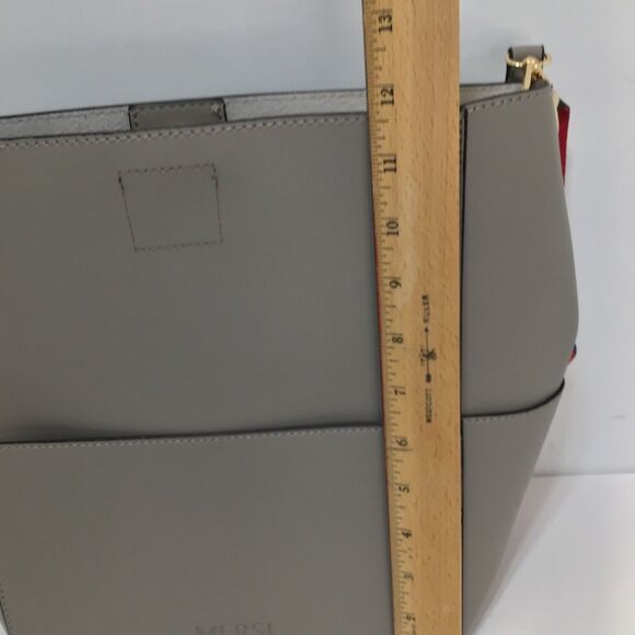 MERSI Vegan Demi Bucket Purse Colorful Strap Boho Crossbody Taupe Gray - Picture 14 of 16